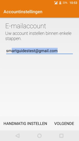 Voer uw Gmail of Hotmail adres in. Selecteer VOLGENDE