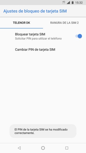 Su PIN de la tarjeta SIM ha sido cambiado