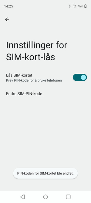 Din PIN-kode for SIM-kort er endret