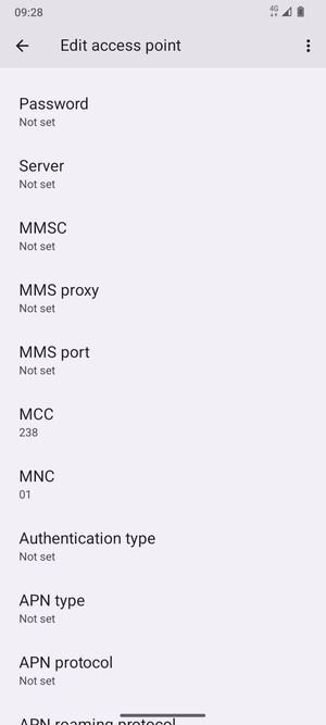 Scroll down and enter MMS information