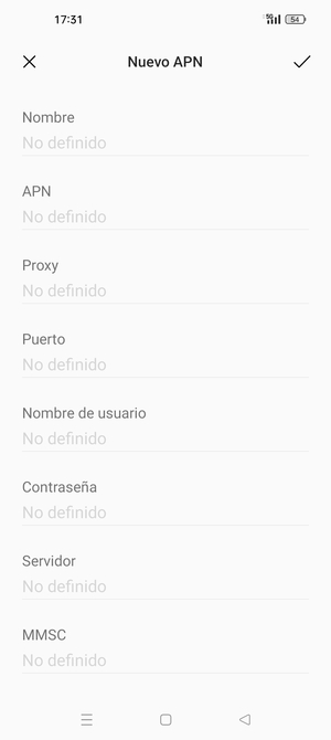 Introduzca la información de Internet