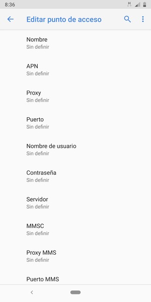 Introduzca la información de Internet