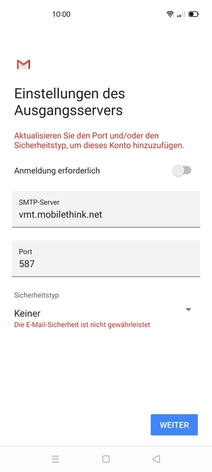 Wählen Sie WEITER