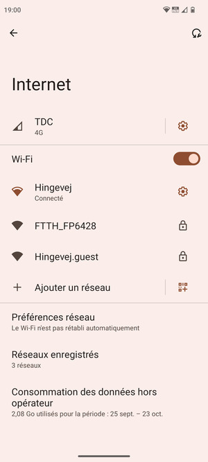 Vous êtes maintenant connecté au réseau Wi-Fi