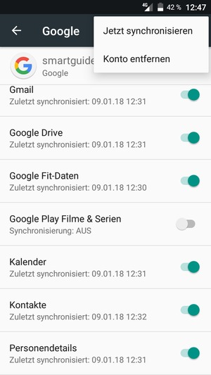 Wählen Sie Jetzt synchronisieren