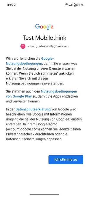 Wählen Sie Ich stimme zu
