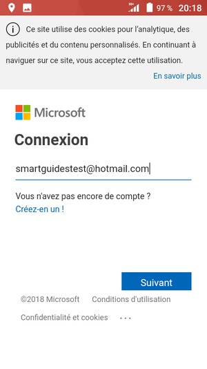 Saisissez votre adresse Hotmail et sélectionnez Suivant