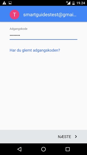 Indtast din adgangskode og vælg NÆSTE