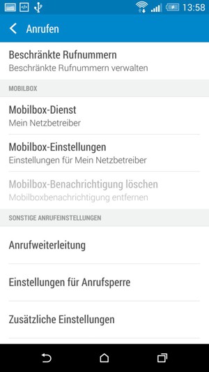 Wählen Sie Mobilbox-Einstellungen