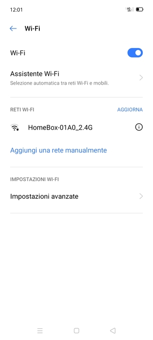 Seleziona la rete wireless a cui desideri connetterti