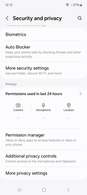 Scroll to and select More security settings