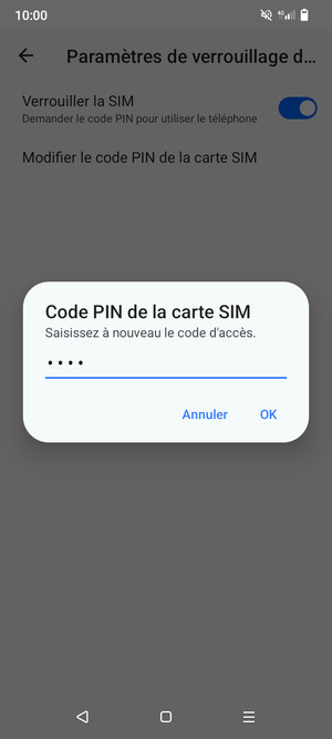 Veuillez confirmer votre nouveau code PIN et sélectionner OK