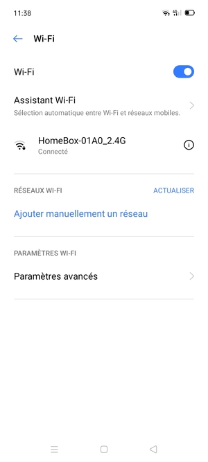 Vous êtes maintenant connecté au réseau Wi-Fi