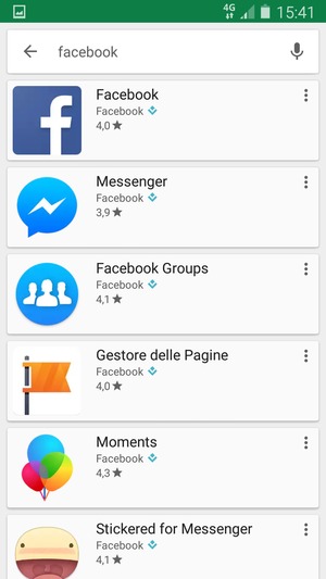 Seleziona l'applicazione