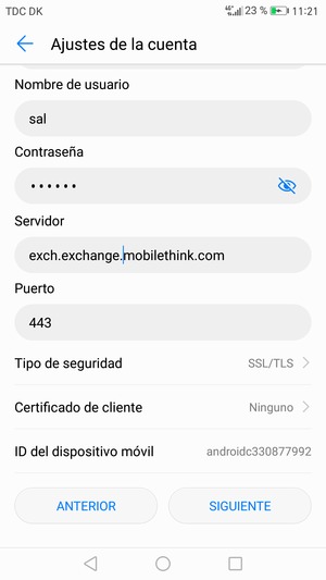 Desplácese hacia abajo y seleccione Tipo de seguridad