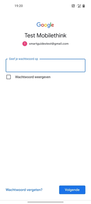 Voer uw wachtwoord in en selecteer Volgende