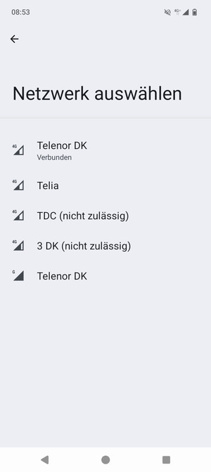 Wählen Sie einen Netzbetreiber von der Liste