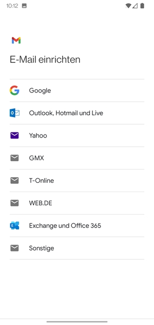 Wählen Sie Outlook, Hotmail und Live
