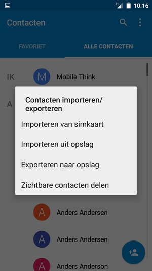 Selecteer Importeren van simkaart