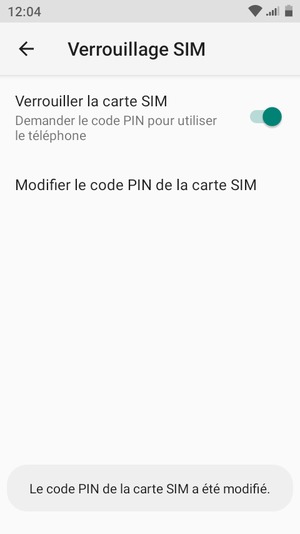 Votre code PIN de la carte SIM a été modifié