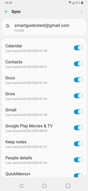 Make sure Contacts is selected