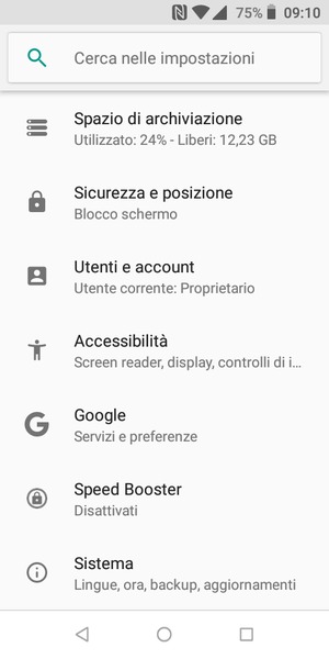 Scorri e seleziona Sistema