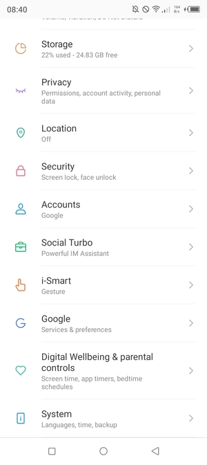 Scroll to and select System