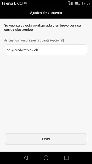 Déle a su cuenta un nombre y seleccione Listo