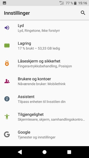 Bla til og velg Låseskjerm og sikkerhet