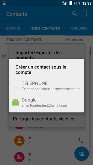 Sélectionnez votre compte Google