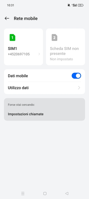 Seleziona SIM1 o SIM2