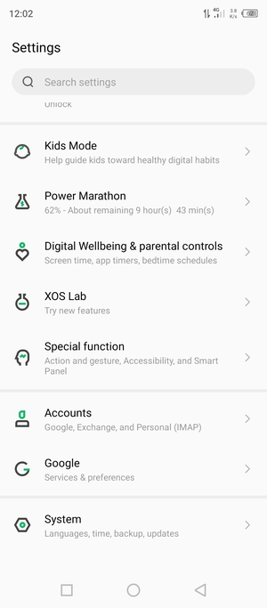 Scroll to and select System