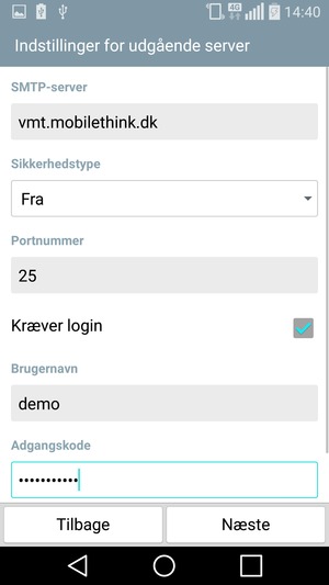 Indtast udgående serveradresse