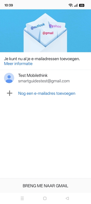 Selecteer BRENG ME NAAR GMAIL