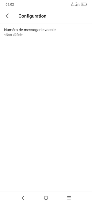 Sélectionnez Numéro de messagerie vocale
