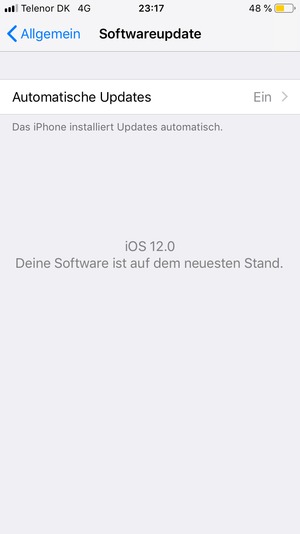 Falls Ihr iPhone aktualisiert ist, wird Ihnen der folgende Bildschirm angezeigt.