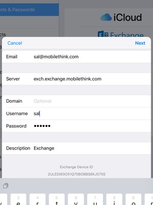 Enter your Exchange email information and select Next