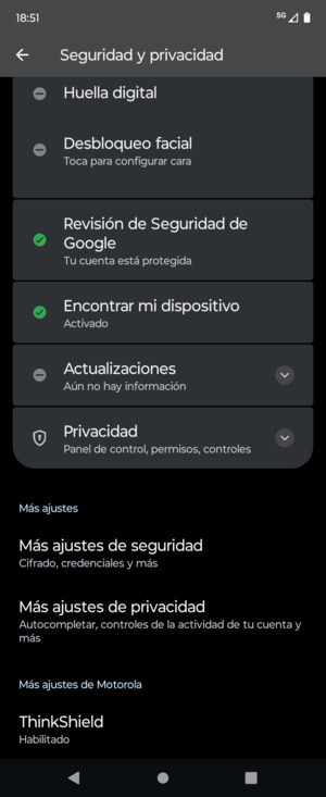 Desplácese y seleccione Más ajustes de seguridad