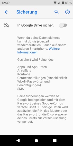 Schalten Sie In Google Drive sichern ein