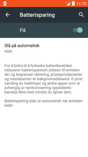Slå Batterisparing på
