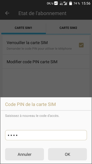 Veuillez confirmer votre nouveau code PIN de la carte SIM et sélectionner OK