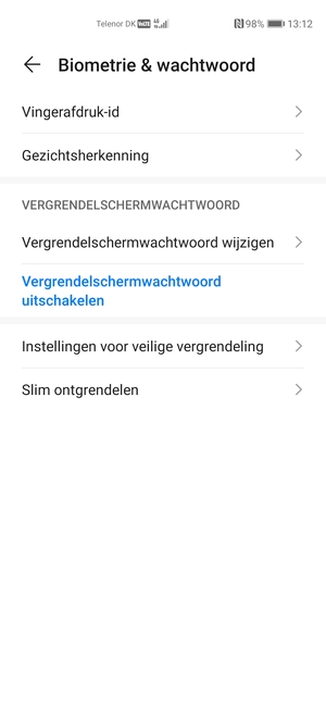 Uw telefoon is nu beveiligd met een schermvergrendeling