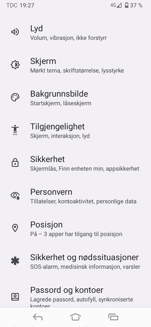 Bla til og velg Sikkerhet