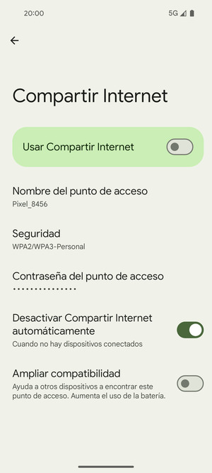 Seleccione Contraseña del punto de acceso
