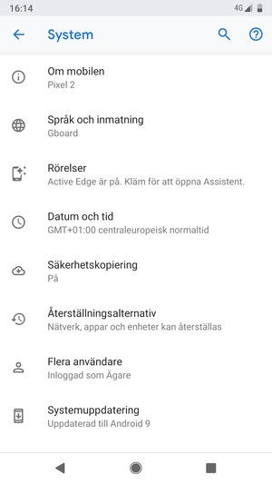 Välj Systemuppdatering