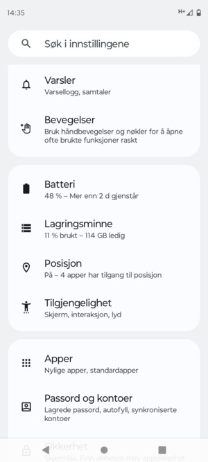 Bla til og velg Posisjon