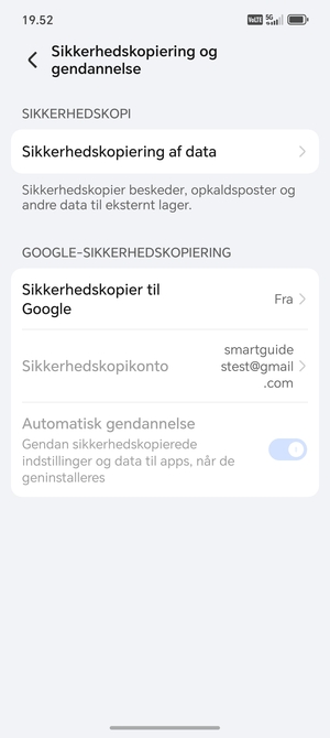 Vælg Sikkerhedskopier til Google