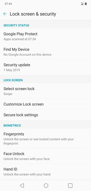 Select Select screen lock