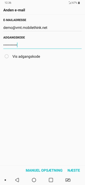Indtast din e-mailadresse og adgangskode. Vælg NÆSTE