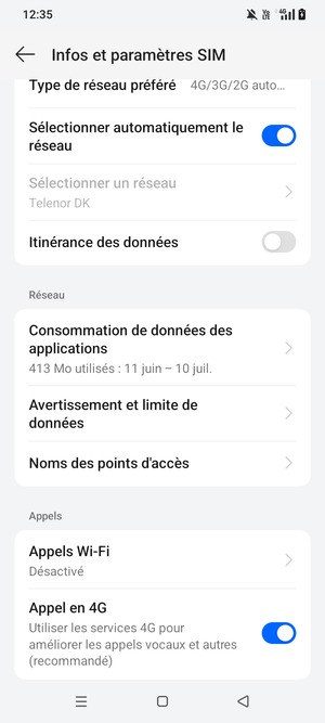 Faites défiler  et sélectionnez Noms des points d'accès